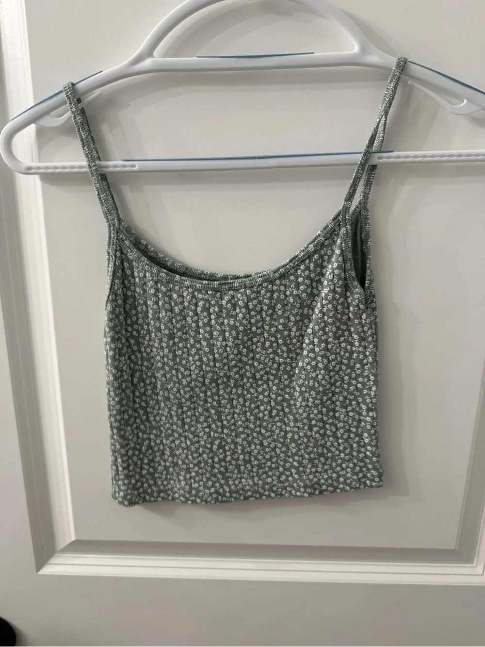 brandy Green Floral Spaghetti Strap Crop Top